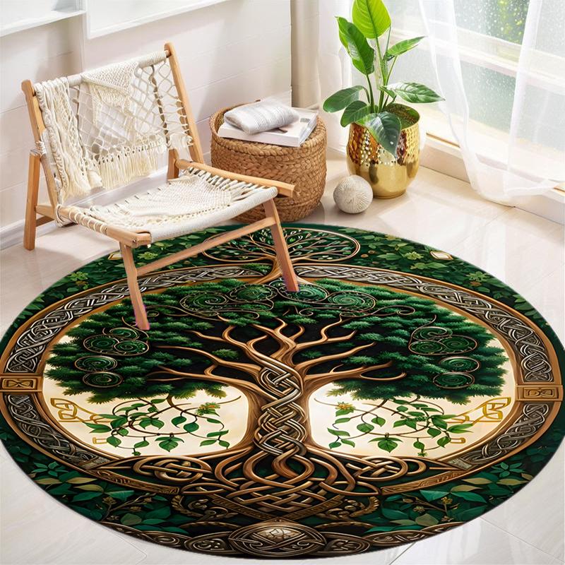 

1Pc Tree of Life Circular Print Rug - home decoration Carpet For Living Room Bedroom Flooring Computer Chair Area Rug 80x80cm( 31x31in)