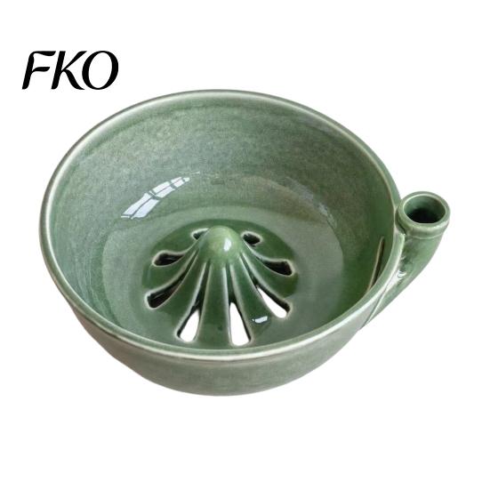 Ceramic Fruit Bowl Self Rinsing Wash Bowl, with Hollow Drain Holes, Swirl-Flow Berry Non-slip Countertop Washing Rinse for Kitchen Counter