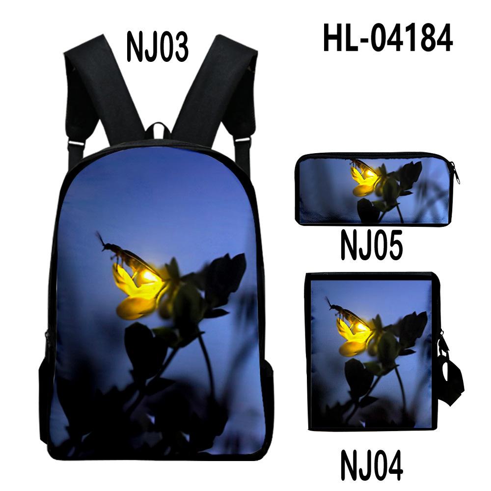 Classic Popular Classic Fireflies 3D Print 3pcs/Set pupil School Bags Laptop Daypack Backpack Inclined shoulder bag Pencil Case