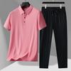 LangSha Men's Ice Silk Short Sleeve Polo Set