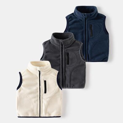 Boys' Stand-up Collar Rocker Fleece Vest Children's Toddler Jacket Warm Undershirt Shoulders