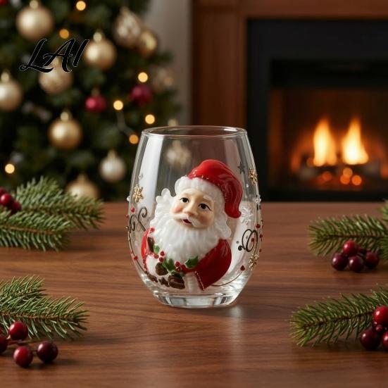 Langlebiges Heiß- und Kaltgetränkegeschirr Weihnachts-Stammloses Glas Tasse Weihnachtsmann Dekorative Trinkglas Einzigartiges Feiertags-Küchengeschirr Transparentes Wasser