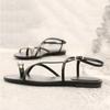 Fashion Leather Cross Narrow Strap Buckle Designer Flat Sandals Sexy Peep Toe Beach Sandals Fashion Metal Decoration Summer Flat Shoes