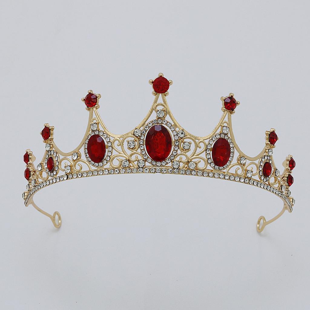 Bridal Hair Accessories Wedding Dress Headdress Alloy Colored Diamond Light Luxury Retro Simple Rhinestone Crown Electroplating Dinner Crown