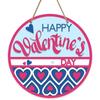 3 Stück Happy Valentine's Day Schild für Haustürdeko, Rot Rosa Liebesherzen Holz Türhänger für Außenbereich Veranda, Valentinstag Holzkranz
