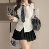 Women's Slim-Fit White Lace-Up Waist-Cinching Long Sleeve Academy Style Shirt