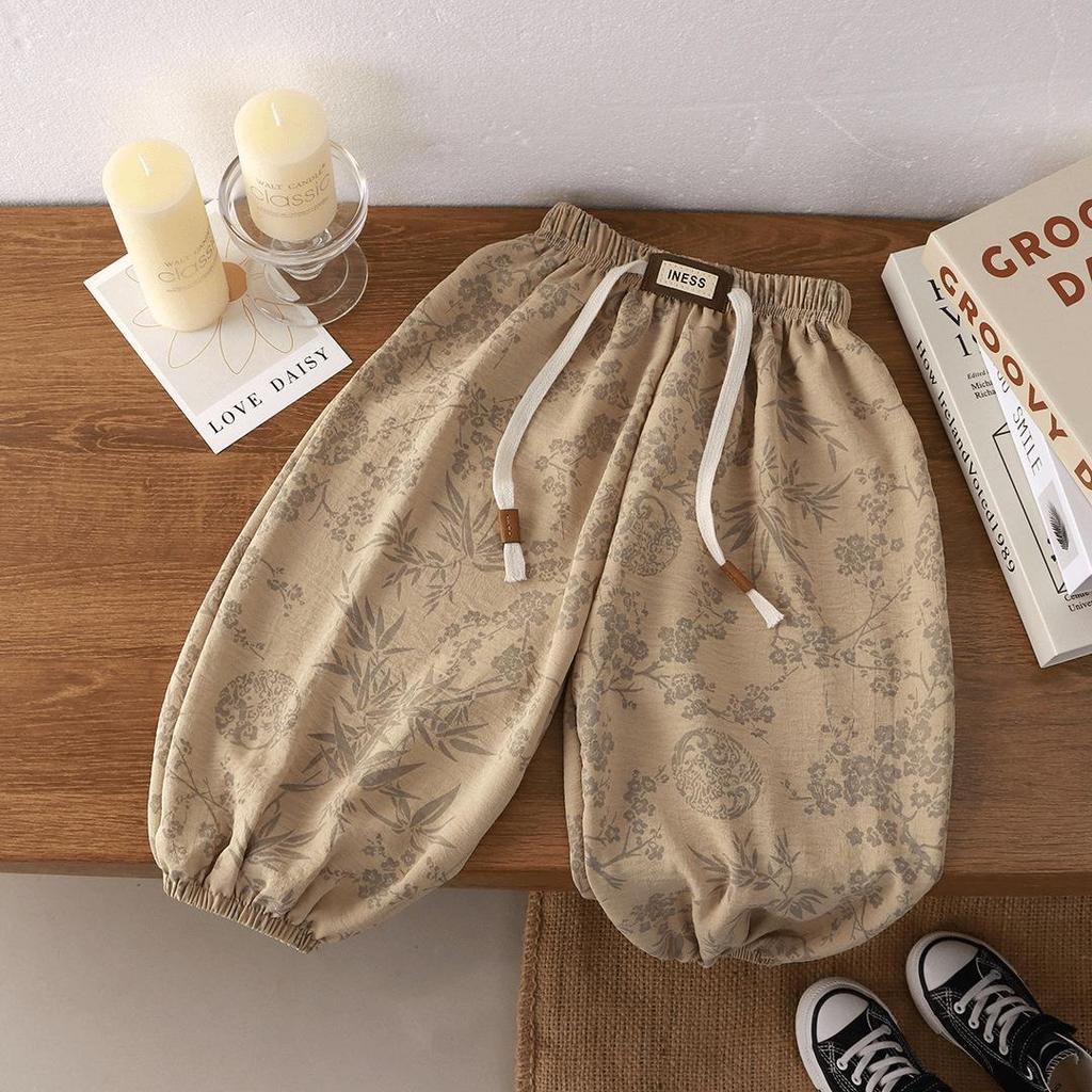 Kids' Korean-Style Loose Fit Summer Pants - Mosquito-Proof, Solid Color, Unisex Joggers