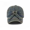Korean Fashion Denim Bow Baseball Cap, Washed Vintage Women’s Sun Hat, Casual Soft Brim Duckbill Cap for Streetwear