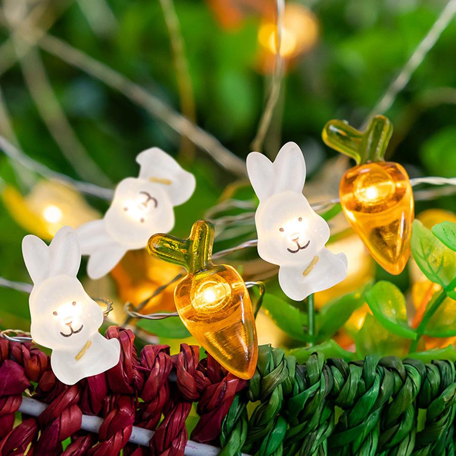 LED Carrot Rabbit Shaped Revival Festival Decorative Light String Easter Copper Wire Lamp Decorative Colorful Light