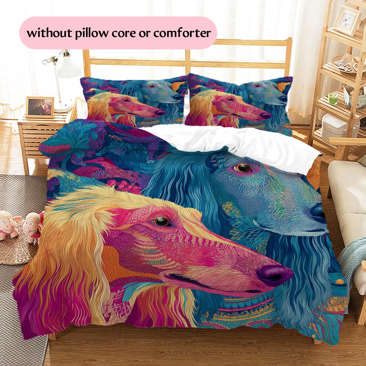 Afghan Hound Pattern Bedding Home Decoration Birthday Gift (1 * duvet cover + 2 * pillowcase, without core) 135x200cm
