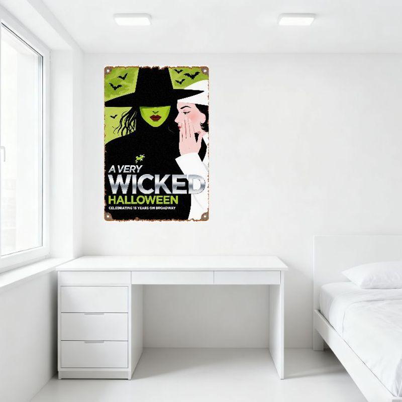 A Very Wicked Halloween 15th Broadway Anniversary Vintage Metal Tin Sign, Witch & Nurse Theatrical Spooky Halloween Wall Decor f
