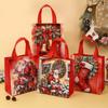 4-Piece Christmas-Themed Gift Packaging Set with Santa Claus Design, Reusable Non-Woven Fabric and Sturdy Handles