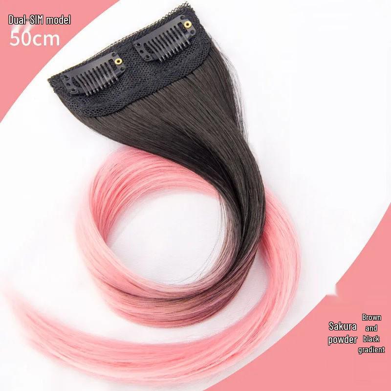 Gradient Ear-Hanging Highlight Hair Extensions - Dopamine Style, Internet Celebrity Inspired, Seamless Natural-Looking Colored Hair Pieces