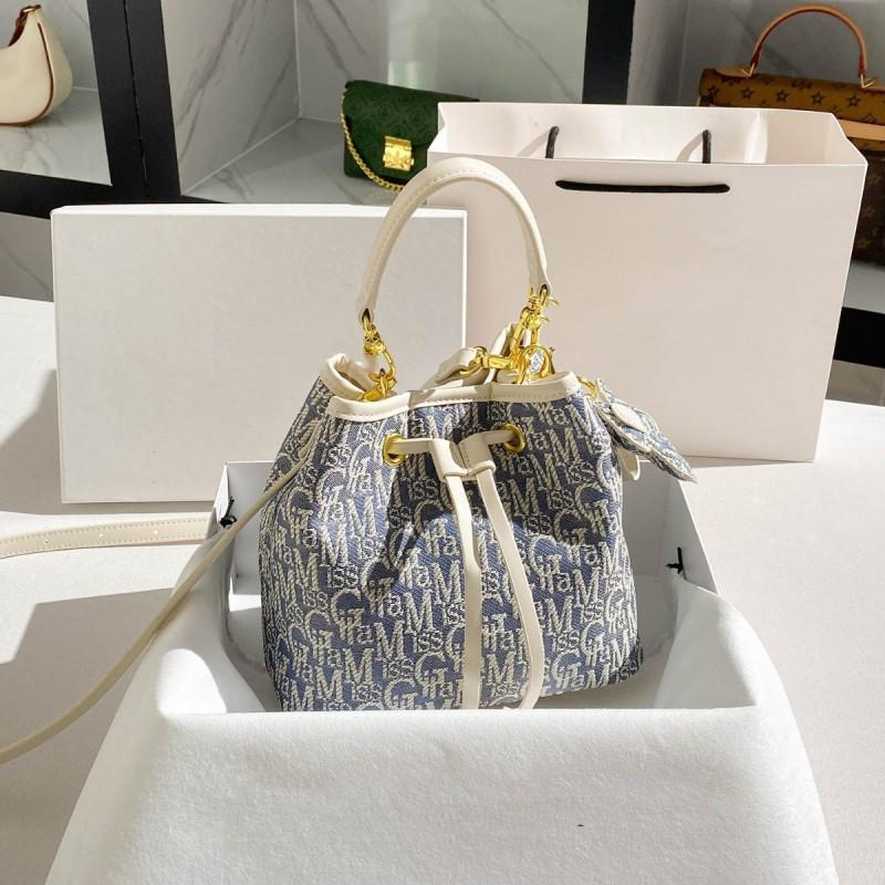 High-end Fashionable Commuting All-matching One-shoulder Bucket Bag Niche Design Light Luxury Embroidered Cross-body