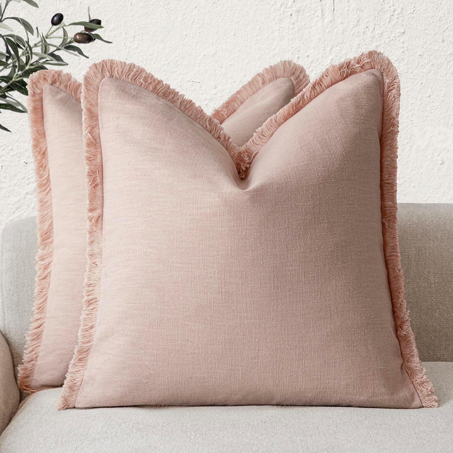 Decoratieve Linnen Franje Kussensloop Boheemse Boerderij Kussenhoes met Franje Woonkamer Bank Bed Stoel 45X45Cm Bruin 45x45cm