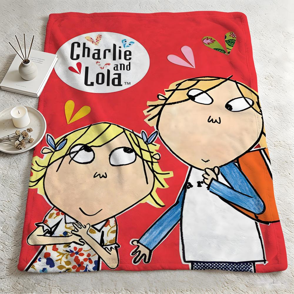 cartoon C-Charlie and Lola-A Throw Warm Soft Flannel Blanket, Multi-use for Sofa Bed Camping Travel Nap 75cmx90cm