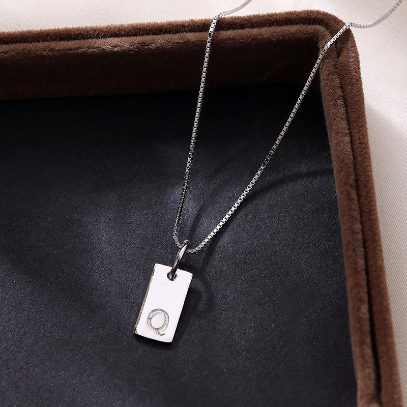 Banyan Tree Sterling Silver Square Letter Pendant Necklace