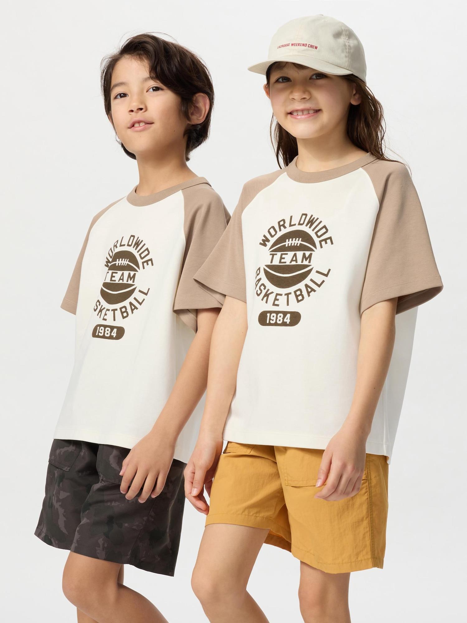 

Uniqlo Kids Airism CoTTon Graphic Crewneck T Raglan 32 BEIGE/KIDS 110