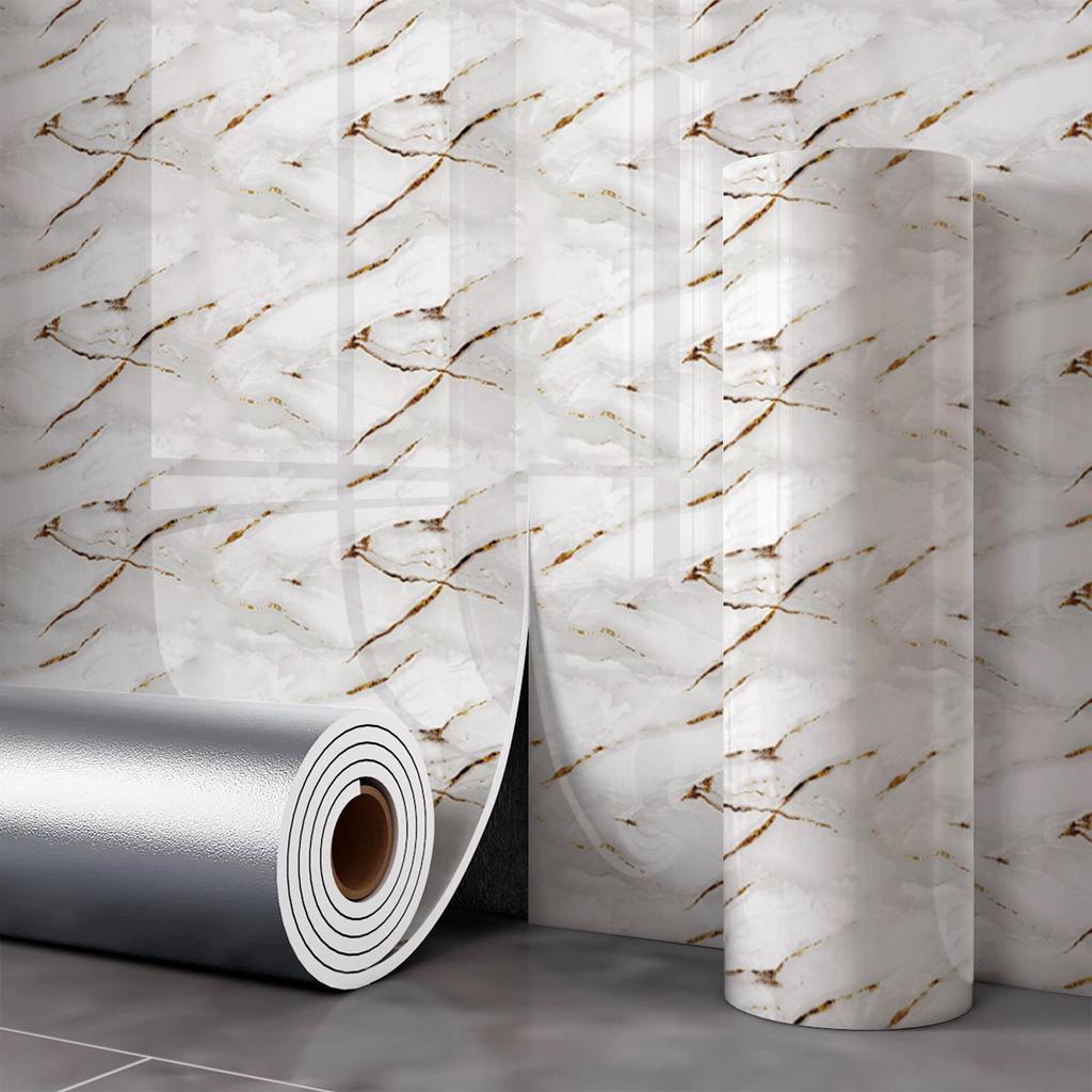 Samoprzylepna Wodoodporna Tapeta z Płytki Marmurowej na Ściany Łazienki