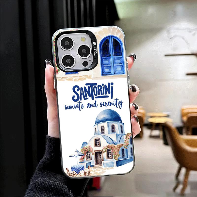 Santorini Greece Summer Soft Phone Case for iPhone 15 16 17 Pro Max 17Air 16E 14 Plus 13 12 Mini Shockproof Cover Back Shell