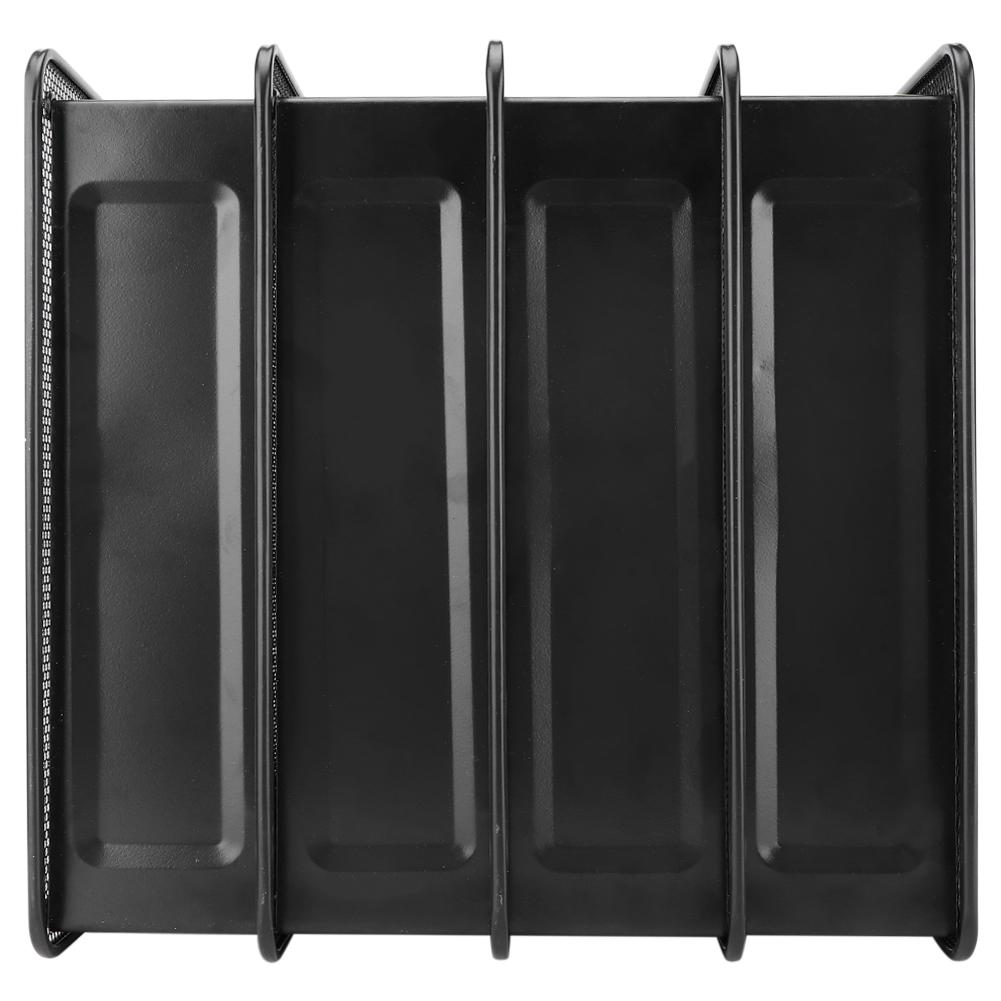 Modern   4-Compartment Desktop Display Rack Magazine File Document Metal  (Black)