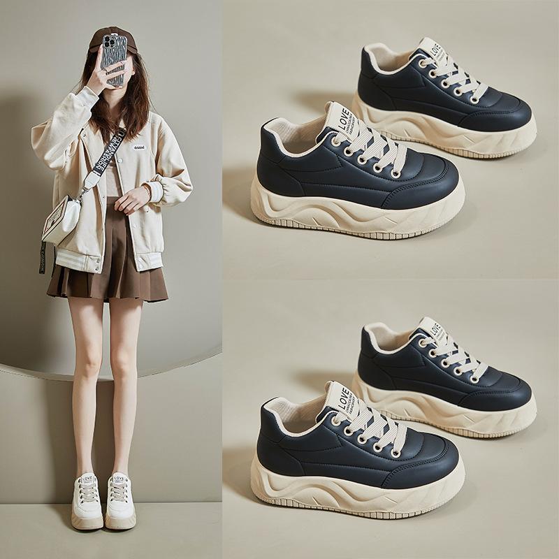 Spring White Shoes New Style Female Students' Height-enhancing Sports Shoes Trendy Casual Shoes Street Photography