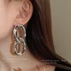 European and American silver needle metal oval irregular earrings niche simple temperament earrings exaggerated high-end earrings