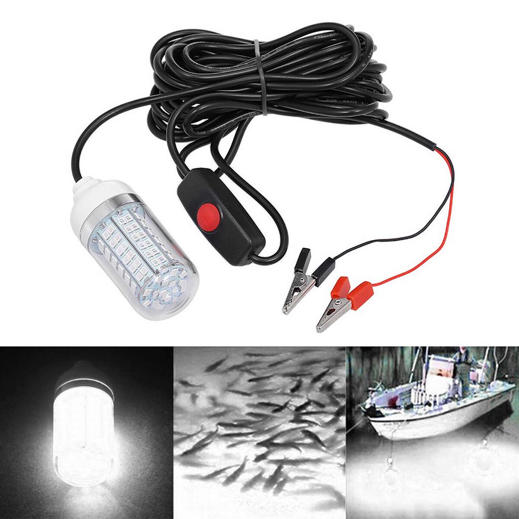 2x 12V 108 LEDs Submersible Fishing Light Underwater Fish Lamp with 5m Cord And Boat