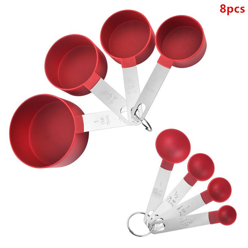 4/8Pcs/Set Plastic Multi Purpose Measuring Cup Measuring Spoon Stainless Steel Handle With Graduated Measuring Baking Tools