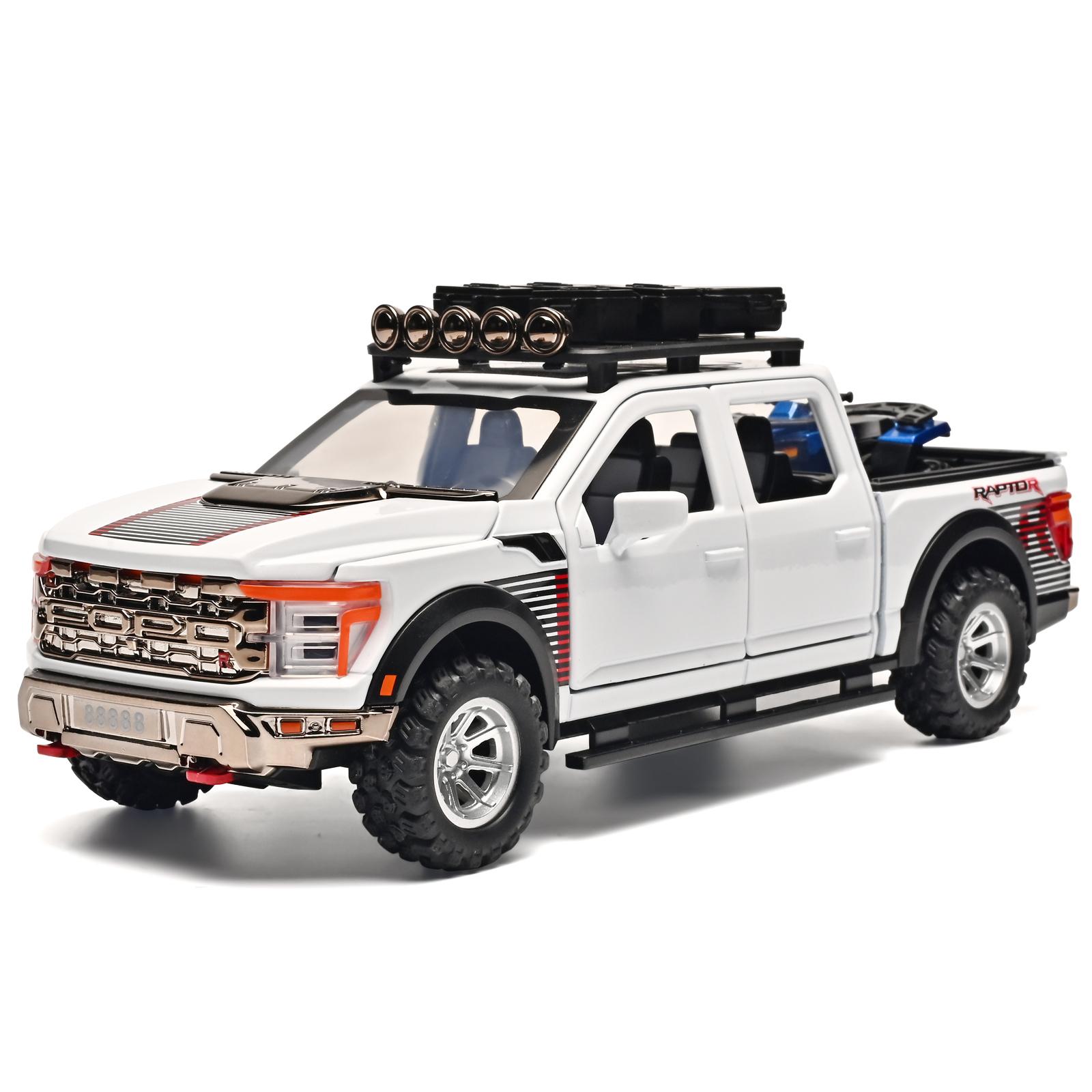 

1:24 F150 SVT RAPTOR Modified Version Alloy Car Model Sound and Light Pull Back Children s Toy Collectibles Birthday gift белый
