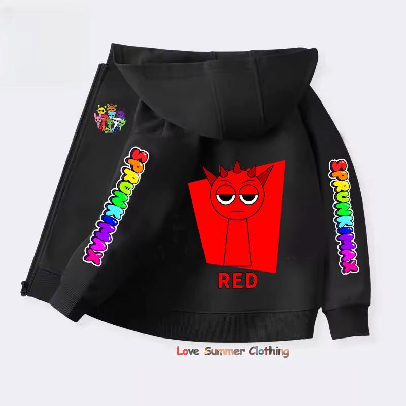 Sprunki Reißverschluss-Hoodies für Kinder Incredibox Anime-Figuren Mädchen-Sweatshirt Kinder Frühling Herbst Pullover Geschenk Jungenkleidung 4-14J