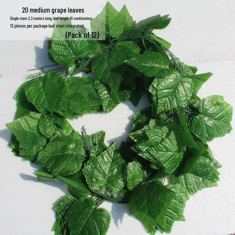 Large Grape Leaf Vine Decoration - Fake Fruit String for Wall, Ceiling, or Pipe with Green Tree Leaves