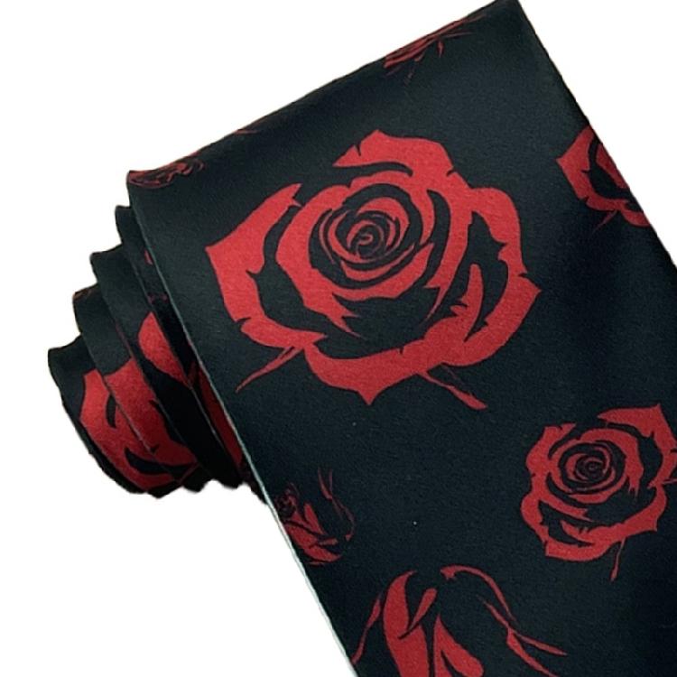 Modern Mens Silk Textured Necktie Rose Heart Bear Pattern Long Tie For Formal Event And Casual Outings Adjustable Fit