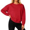Women's Loose Comfortable Casual And Fashionable Round Neck Threaded Sleeves Solid Color Long Sleeved Sweatshirt