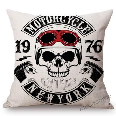 18" Vintage Motorcycle Club Poster Born To Ride Live To Ride Throw Pillow Case Us Funky Style Boy Husband Gift Cushion Cover