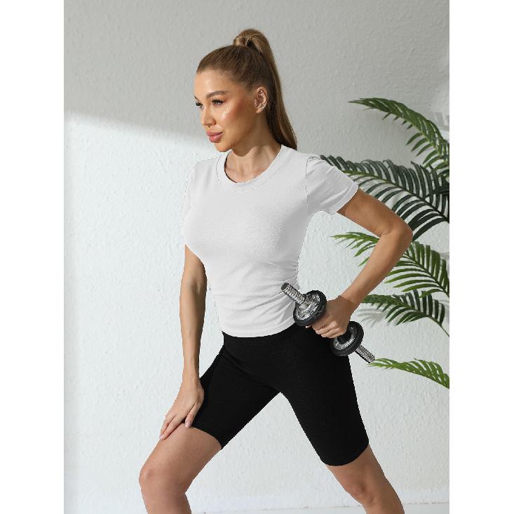 

Sports Short Sleeved T-Shirt, Quick Drying, Wrinkle Free, Slim Fit, Round Neck, Fitness Running Design, Yoga Top For Women S армія зелений колір