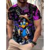 Ny Herr T-shirt med 3D Tecknad Anka Tryck, Herr Casual Sommar Topp