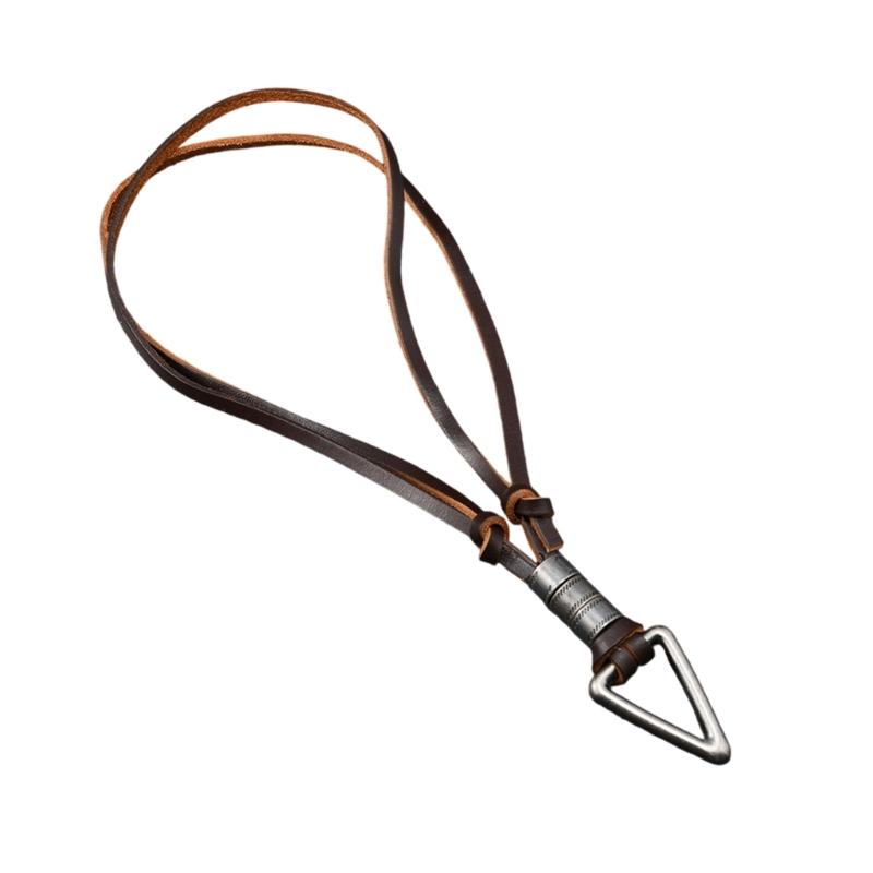 Retro Zinc Alloy Necklace Lightweight Brown Leather Neckchain Jewelry For Everyday Wear And Stylish Occasion