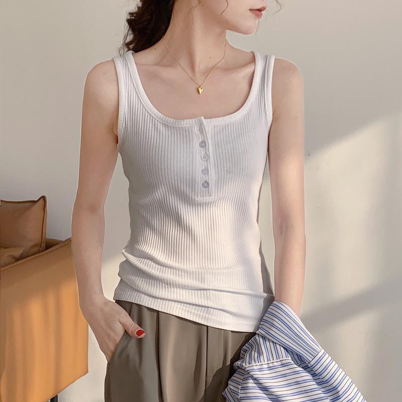 Pure Cotton Button Suspender Vest for Women In Summer Wear New Slim Fit and Slim Inner Top