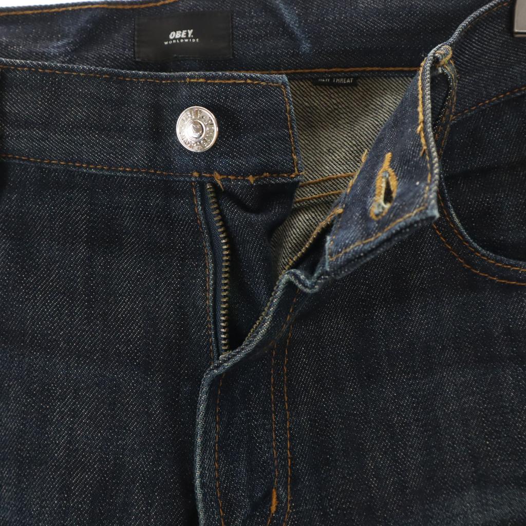 Obey Straight Denim Pants W32 Navy Jeans Men's Used