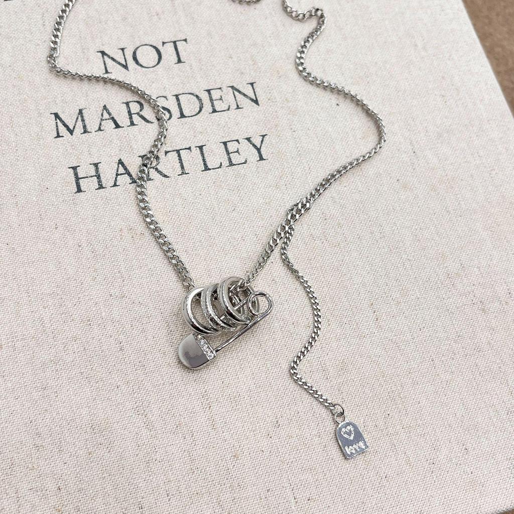 Elegant Frosted Three-Ring Paper Clip Necklace - Women's Sweater Chain & Hoodie Accessory