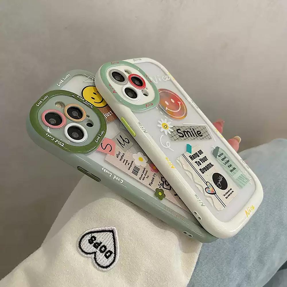 Funny Letter Shockproof Bumper Clear Cute Smile Phone Case For Iphone 14 13 12 11 Pro Max Fashion Soft Silicone Back Cover Case