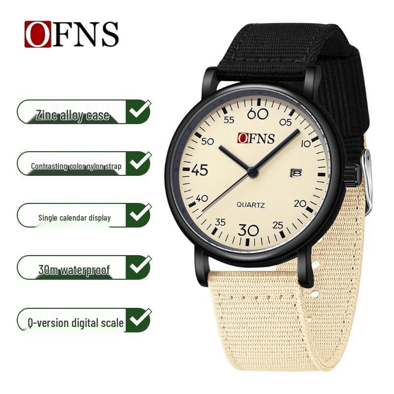 OFNS Unisex Quartz Exam Watch: Simple, Waterproof, Calendar, Fluorescent.