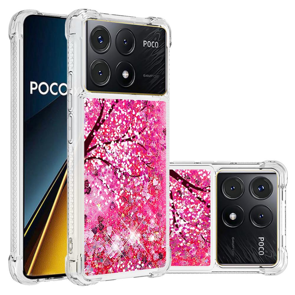 

For Xiaomi Poco X6 Pro 5G/Redmi K70E 5G TPU Case with Quicksand and Pattern Printed Cherry Blossom