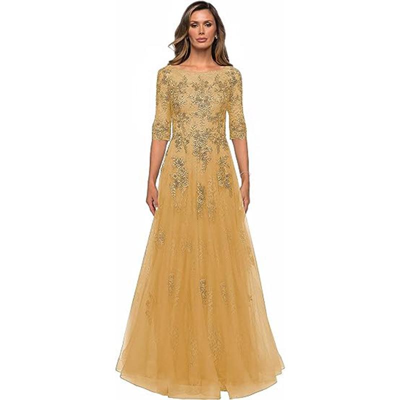 Abendkleid Elegantes Spitzen Brautkleid Damen Formell Ärmel Tante Kleid Kleid