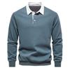 Men's Collared Pullover Sweatshirt, Loose Fit Color Block Cotton Sweatshirt, Ribbed Cuffs Casual Spring Fall Top