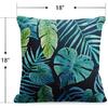 Greenery Tropical Plants Outdoor Waterproof Throw Pillow Covers 18 x 18 Inch Set of 2, Palm Leaf Pillowcase Square Cushion Case, Farmhouse Garden