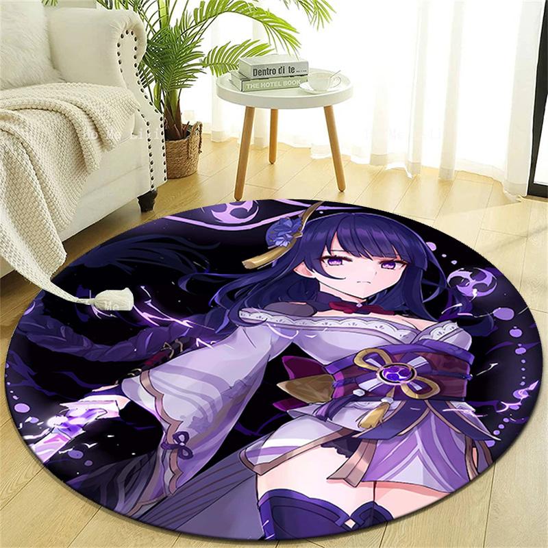 1pc Genshin Impact Beelzebul1 Design Printed Area Round Carpet for Bedroom Living Room Home Decor Rugs Mat Non Slip Mat Rug for Bedside