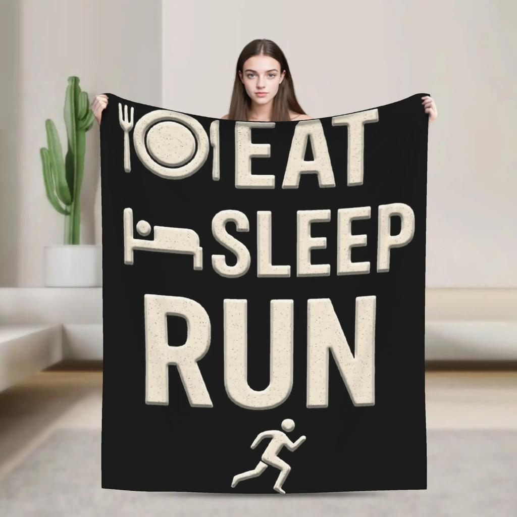Manta de Franela Eat Sleep Run Repeat Suave y Cálida Colcha para Dormitorio Picnic Regalo Manta de Calidad Personalizada