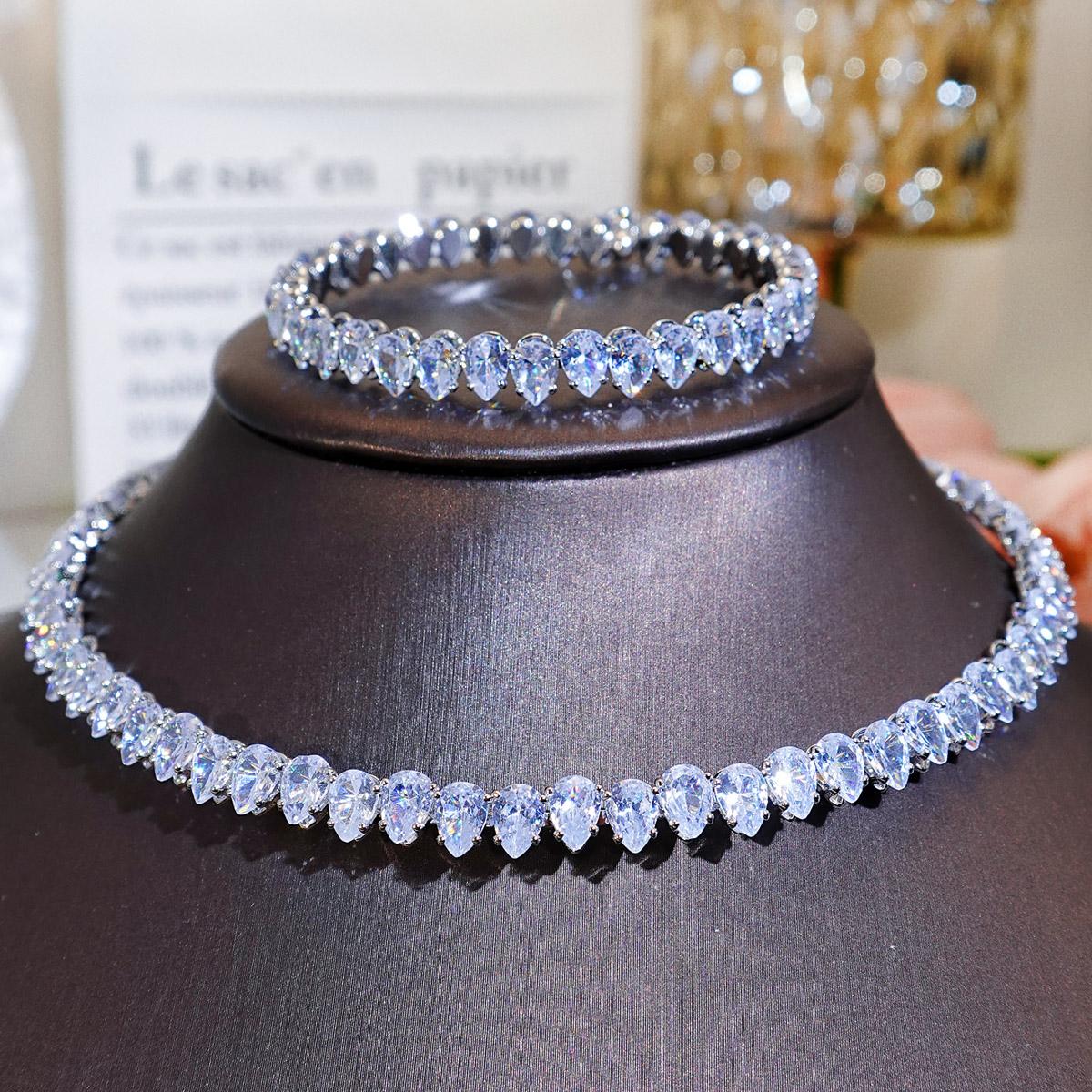 

CMM 2 предмета, европейский модный воротник невесты, блестящий циркон, серебристый или золотой браслет, женский регулируемый комплект ювелирных изделий, подарок серебряный